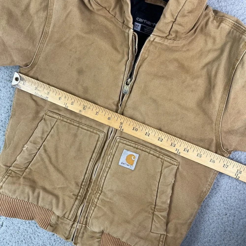 Carhartt‎ Canvas Quilted Lined Jacket Tan Brown Distressed Kids Small